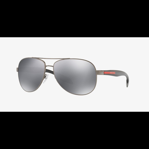 { Prada } Linea Rossa Silver Mirror Aviators - Picture 4 of 6